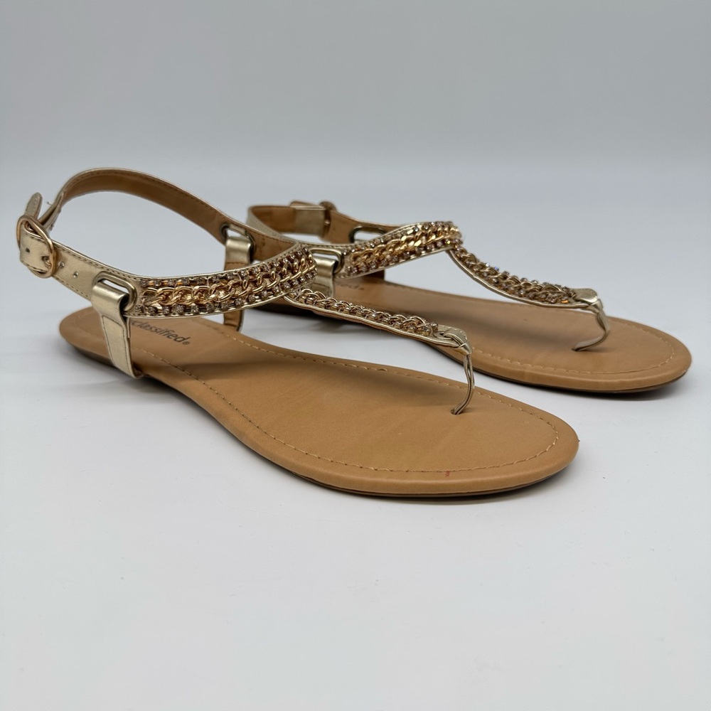 Cityclassified Gold Chain Flat Sandals –Size9 like new